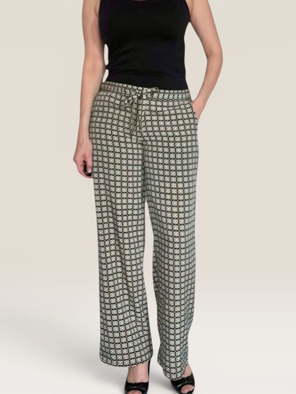 Tommy Hilfiger Palazzo Pants Geometric Medallion Print Wide Leg Size 6